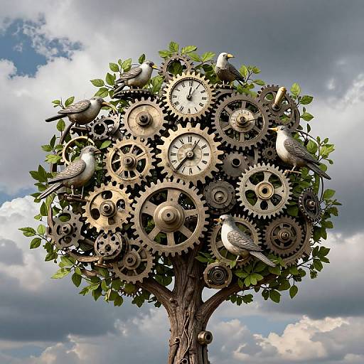 Clockwork Birds in Gear Tree