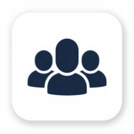 Simple black silhouette icon of three people, two smaller figures and one larger in the center, against a white background.