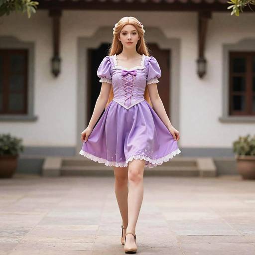 Woman in Rapunzel Mini Dress