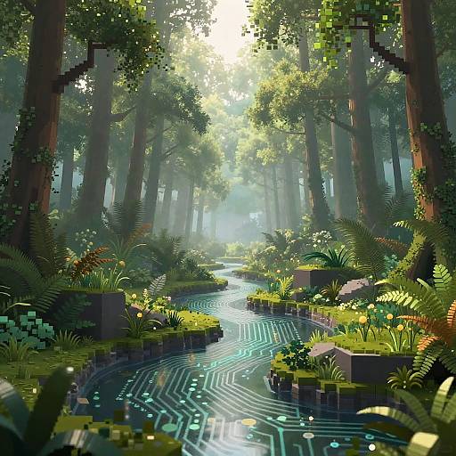 Serene Digital Forest Landscape