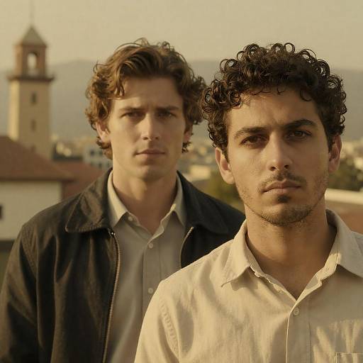 Striking Portrait of Two Men with Yellow Backdrop