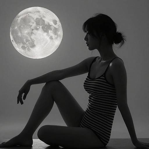 Monochrome Silhouette of Sitting Woman