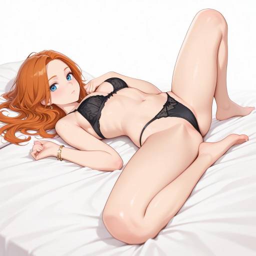 Youthful Girl Lying on Bed in Stars Youthful Girl Lying on Bed in Stars