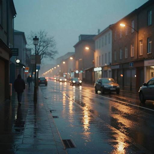 Rainy Urban Dusk Impressionism