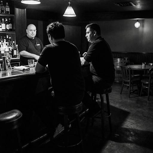 Moody Black-and-White Bar Scene