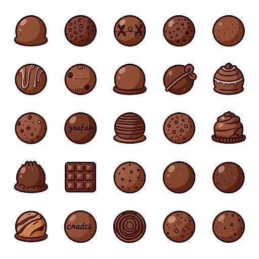 Hand-Drawn Chocolate Truffle Icons