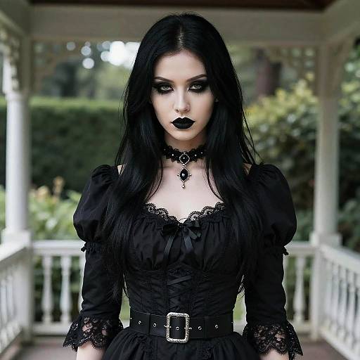 Gothic Woman in Black Dress
