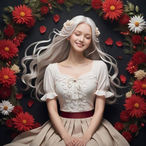 Serene Anime Woman with Floral Wreath