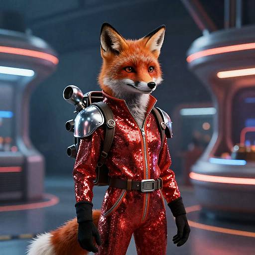 Retro-Futuristic Fox-Human Spaceport