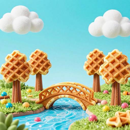Whimsical Waffle Candy Landscape