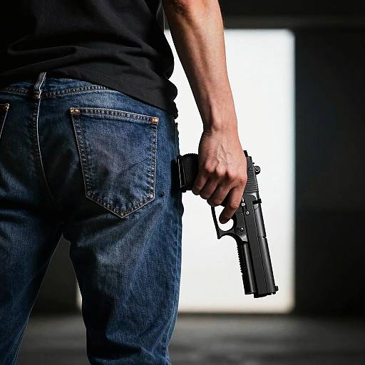 Close-Up Handgun with Dramatic Lighting