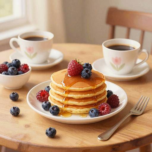 Cozy Brunch Table with Pancakes