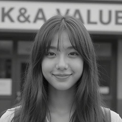 Black and White Portrait of a Smiling Woman