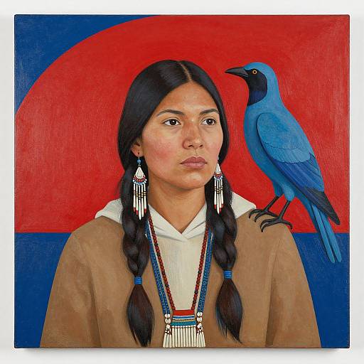 Native American Woman with Blue Bird