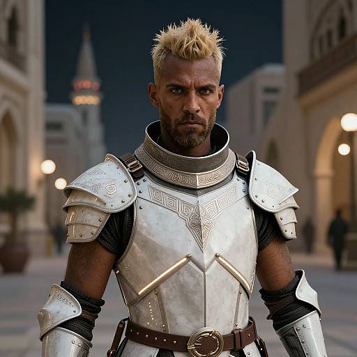 Cyberpunk Knight in Arabian City