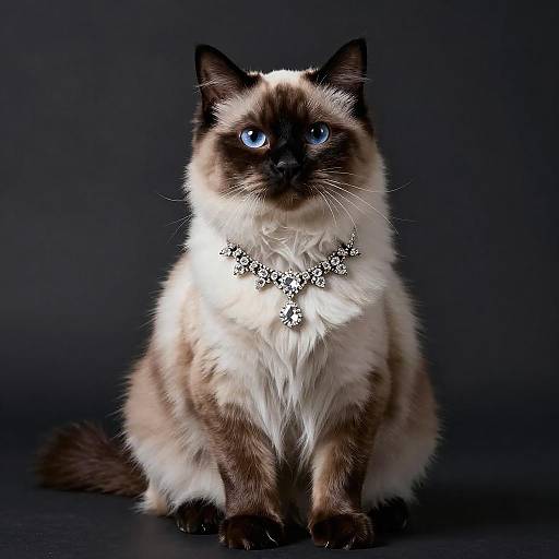 Elegant Ragdoll Cat Portrait with Diamonds
