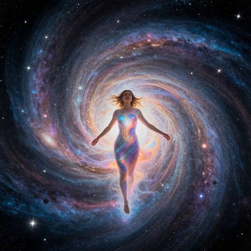 Ethereal Woman in Cosmic Vortex