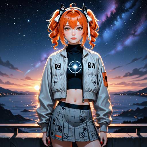 Cowgirl with Curiosity Under Starry Sky