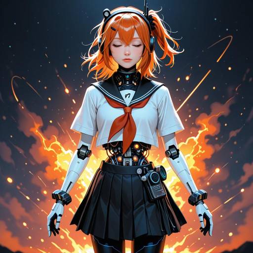 Futuristic Android Cowgirl in Action