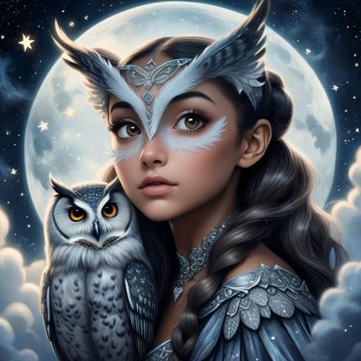 Fantasy Moon Goddess with Owl