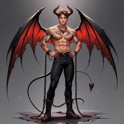 Demonic Warrior: Toned Male with Wings