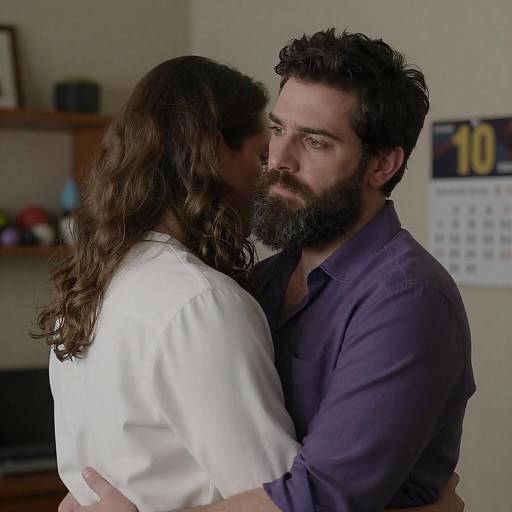 Intense Embrace in a Dim Room