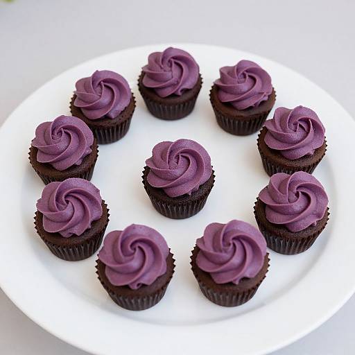 Elegant Purple Rose Chocolate Cupcakes