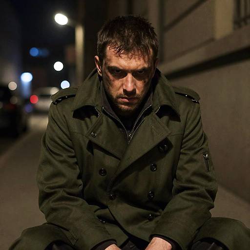 Determined Man in Dark Alley at Night