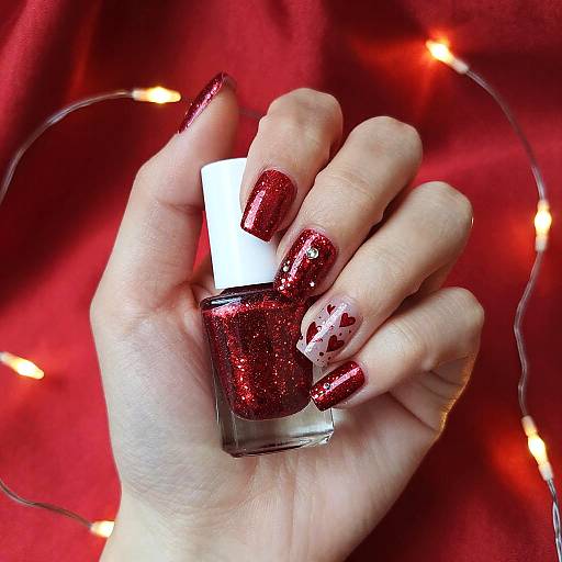Sparkling Red Valentine's Day Nails