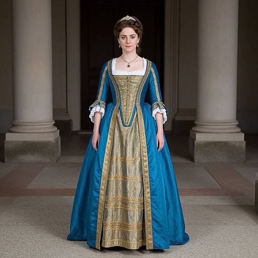 Woman in Historical Blue Dress