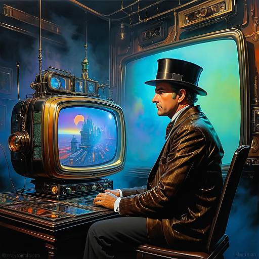 Steampunk Portrait with TV Head