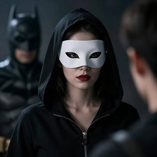 Enigmatic Woman with Dark Silhouettes