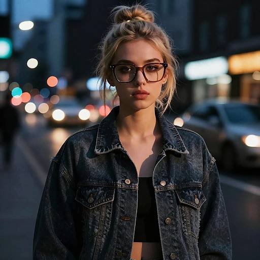 Moody Night Portrait of Stylish Woman