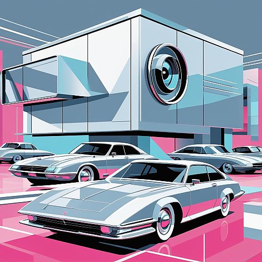 Pop-Art Silver Car with Futurist Elements Pop-Art Silver Car with Futurist Elements