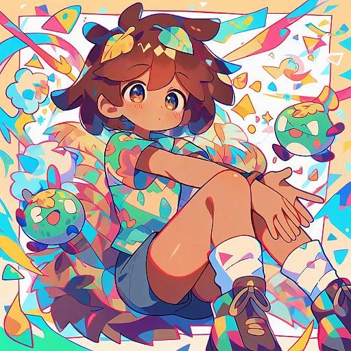 Illustration of Anne boonchuy, amphibia in the style of Uenomigi