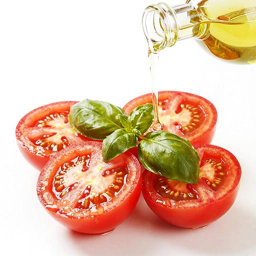 Bright Juicy Tomatoes with Oil Drizzle
