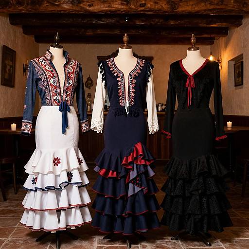 Vintage Spanish Flamenco Attire Scene