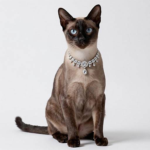 Thai Lilac Cat with Diamond Necklace