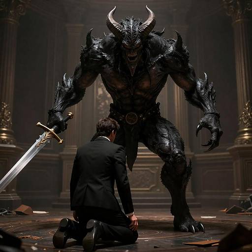 Menacing Creature in Dark CGI Scene