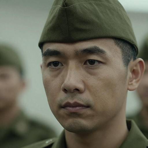 Serious Soldier in Military Cap