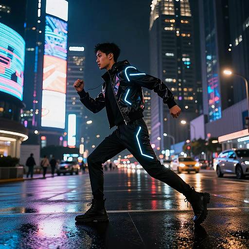 Futuristic Neon Urban Night Walker