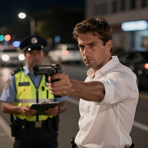 Tense Night Confrontation on City Street