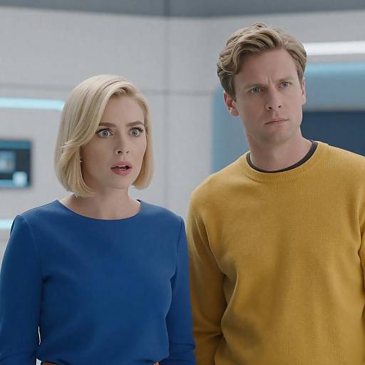 Futuristic Portrait of Two Surprised Individuals