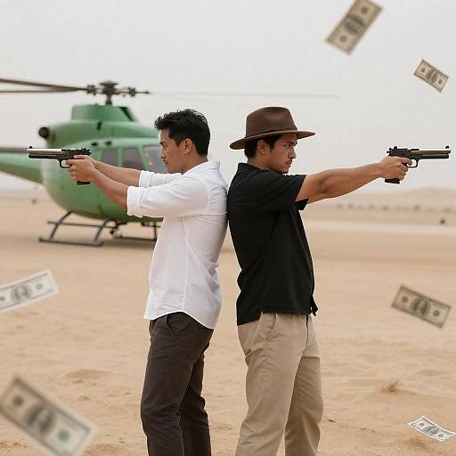 Intense Duel in a Desert Landscape