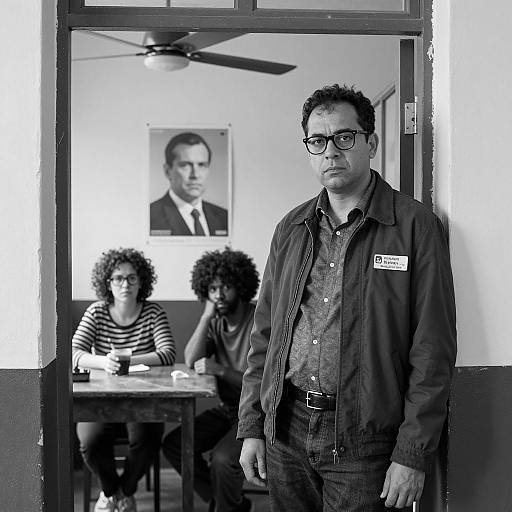 Intense Gathering in a Dimly Lit Room