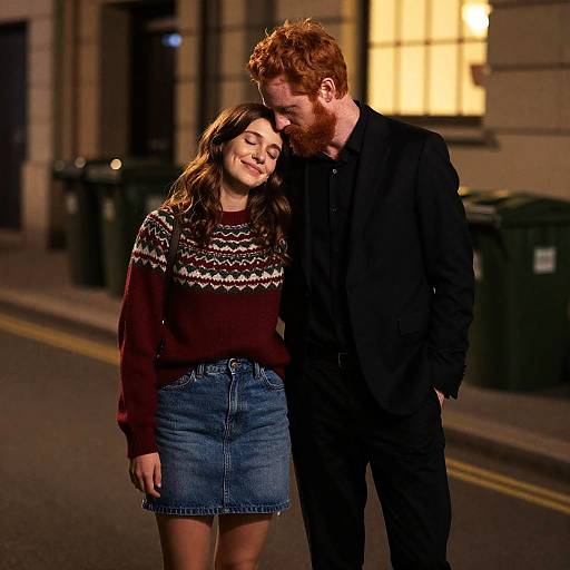 Intimate Nighttime Urban Couple Photograph