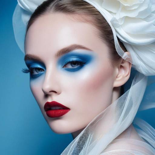 Fashion Portrait with Bold Makeup and White Veil