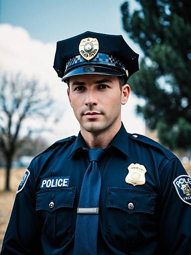 Realistic Male Police Officer Portrait
