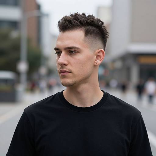 Realistic Portrait of European Man with Faux Hawk