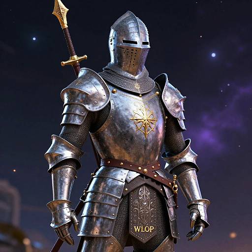 3D Cosmic Knight with Intricate Armor